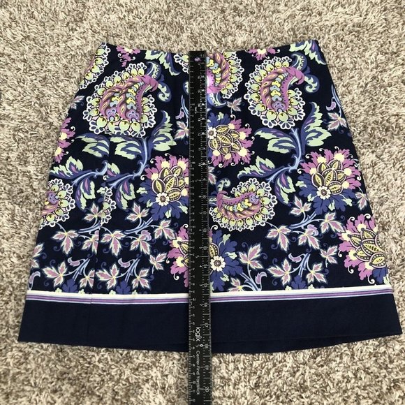 TALBOTS Petites women skirt  blue floral 2P Paisley Midi Length Zipper - Picture 7 of 10